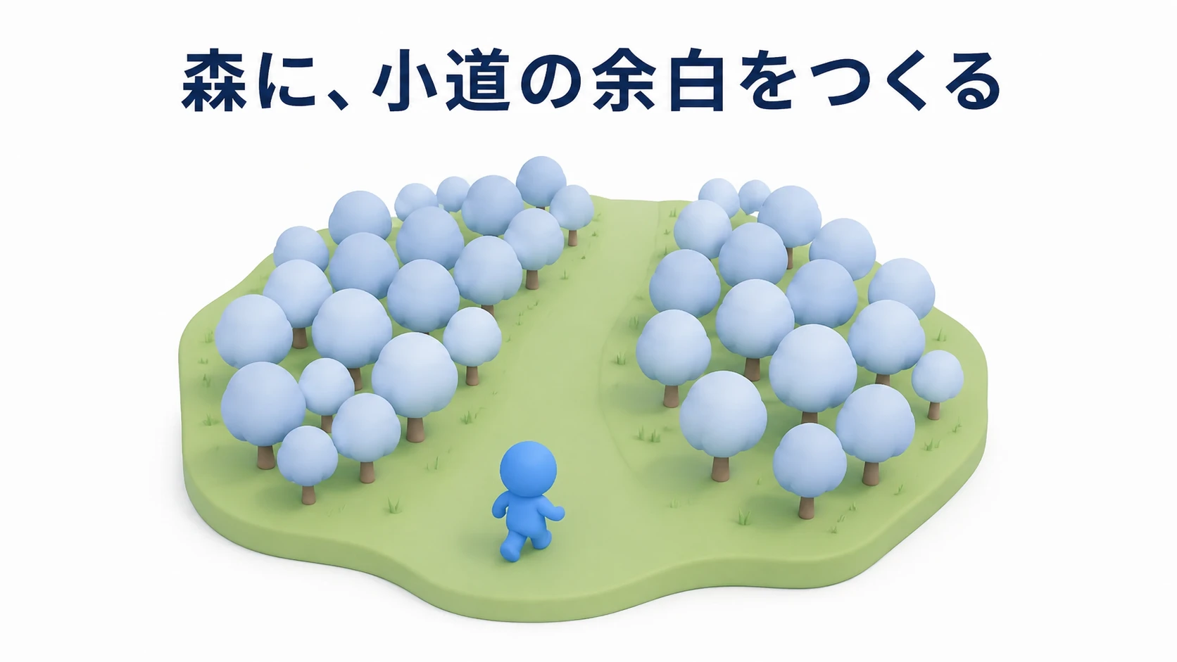 丘の上に木が並び、その間に木のない帯が通っている完成イメージ