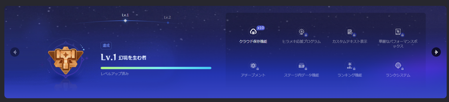クリエイターレベル1の報酬