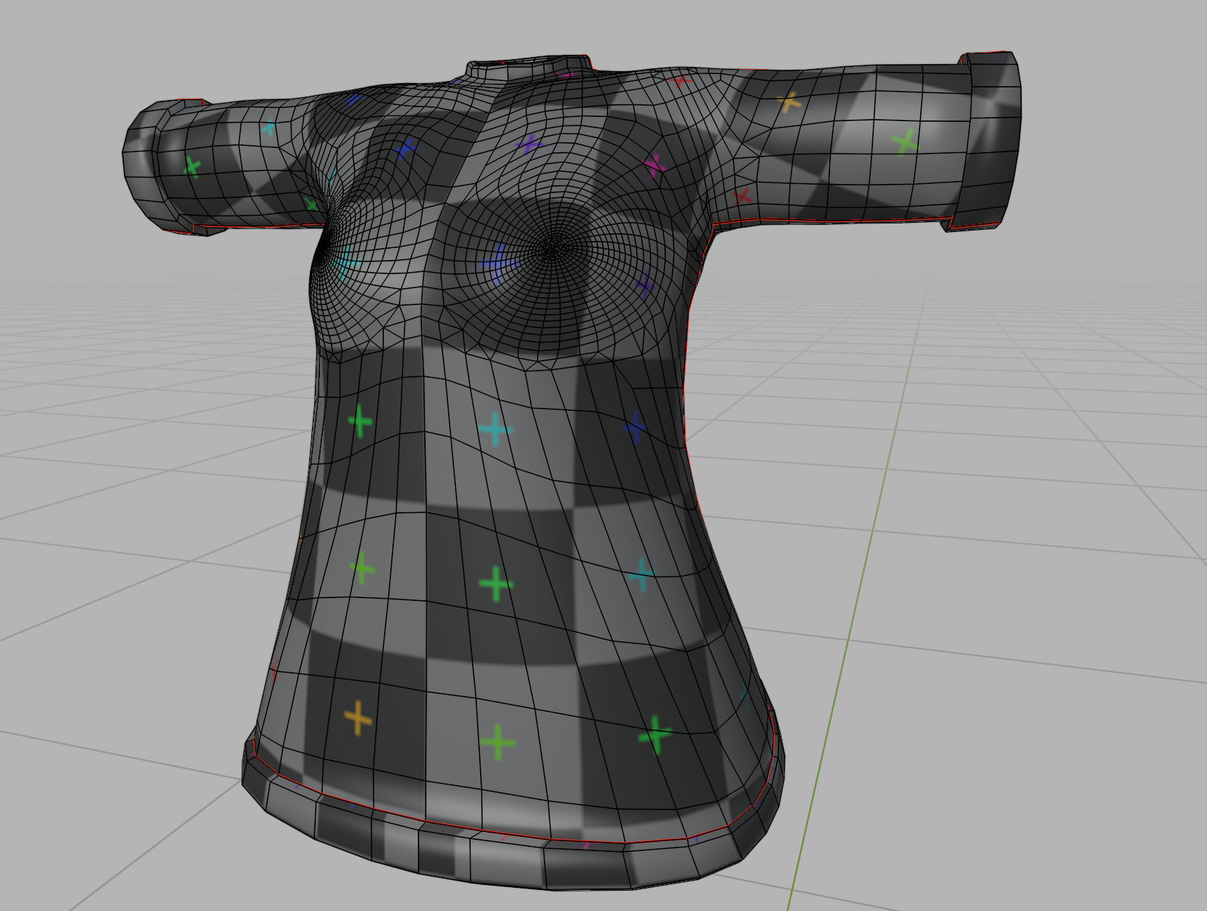 チェッカーマップを適用した状態：パターンが均一に表示されていればUVマッピング成功