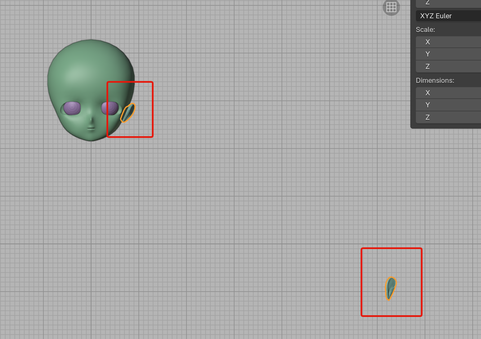スケール未適用でミラーがズレている例