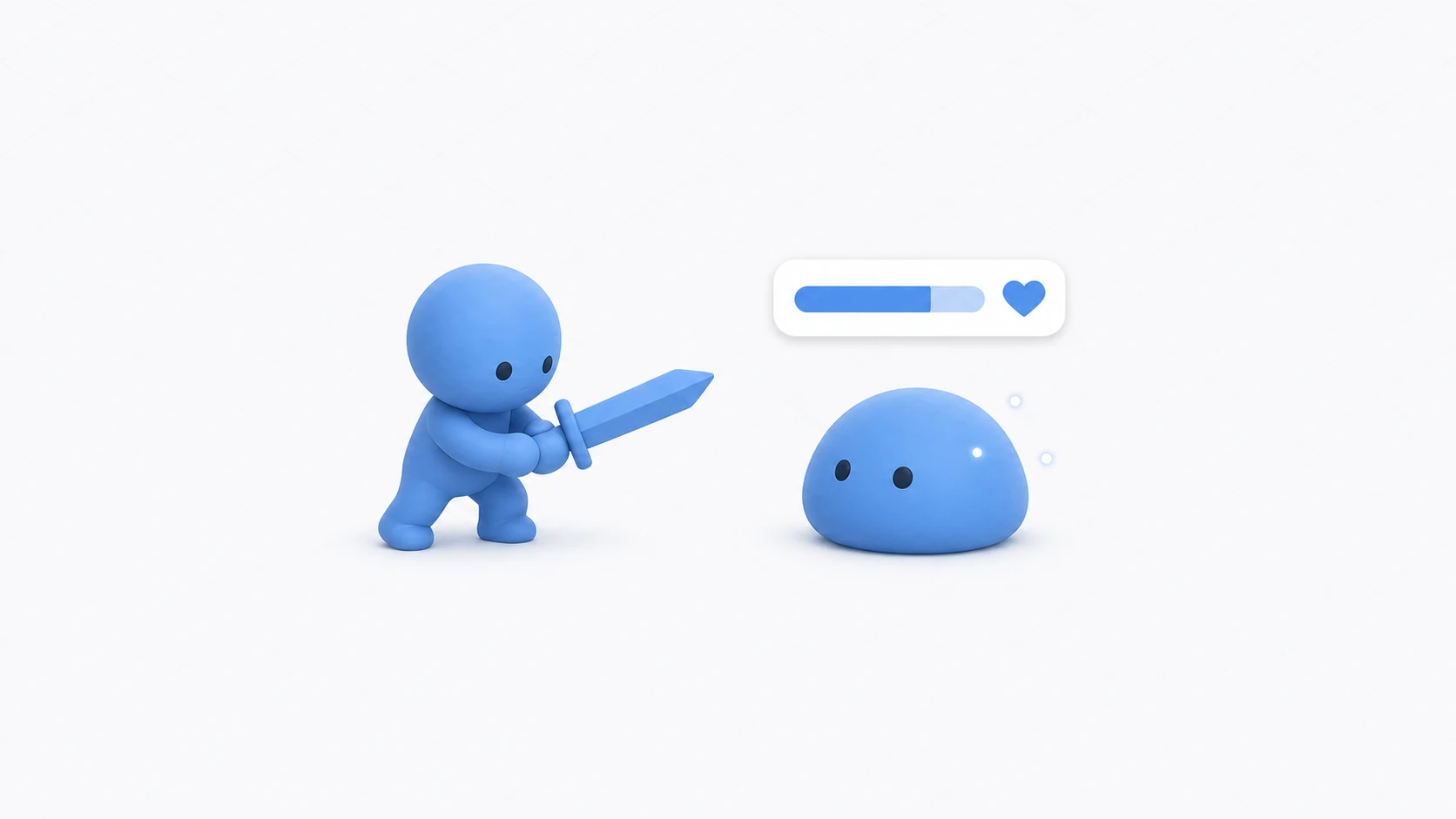 剣の一撃がヒットして体力が減るダメージ処理のイメージ