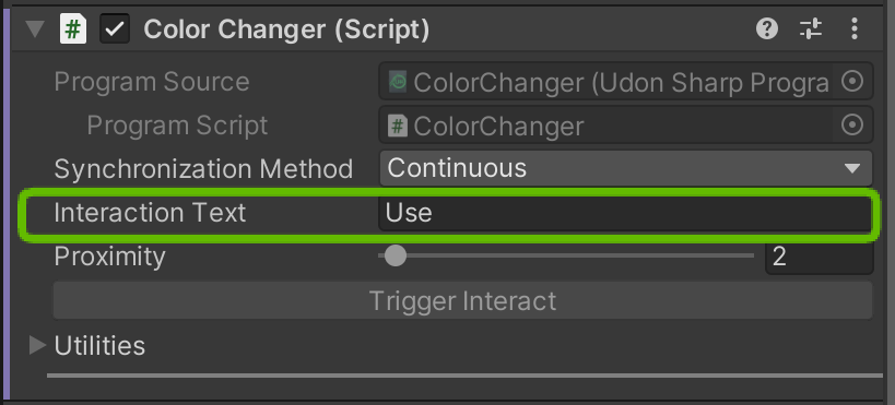 Interaction Textの設定