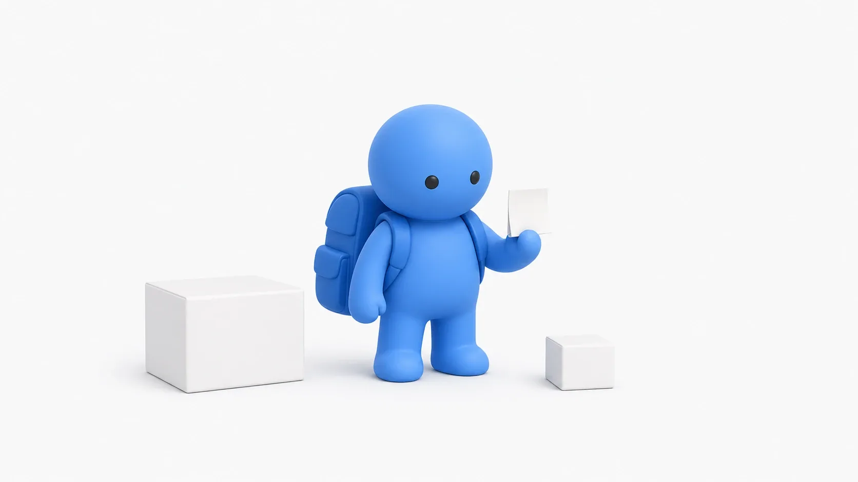 大きなバックパックと小さな付箋を持つ人形。2種類の変数のイメージ