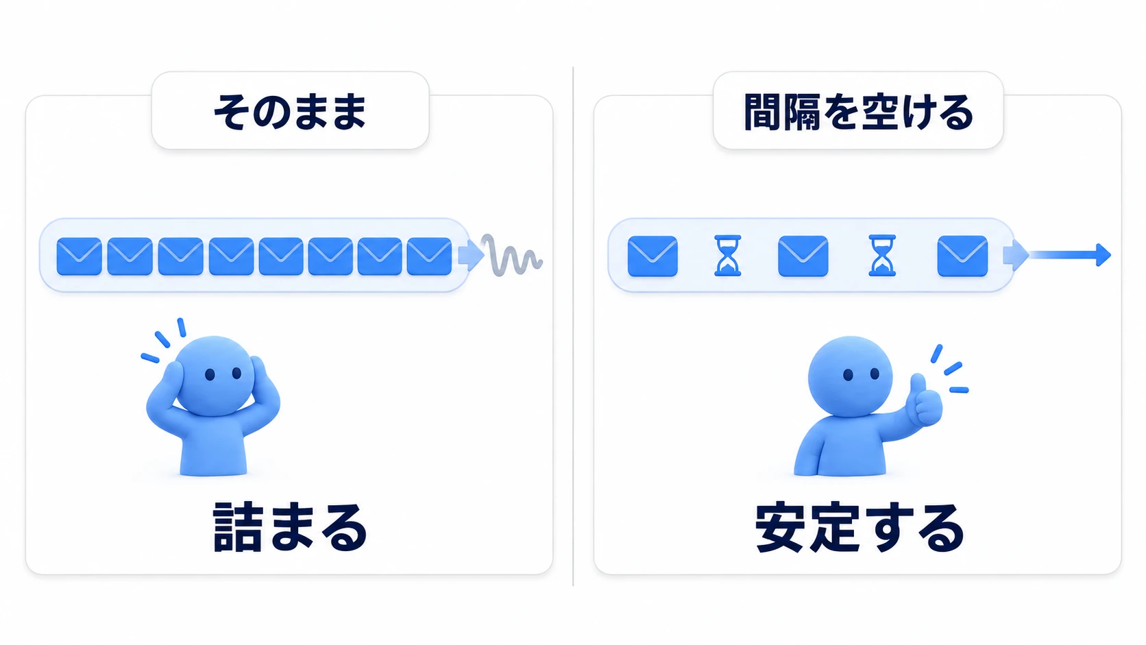 連打を弾く間隔を設けると、通信が安定する