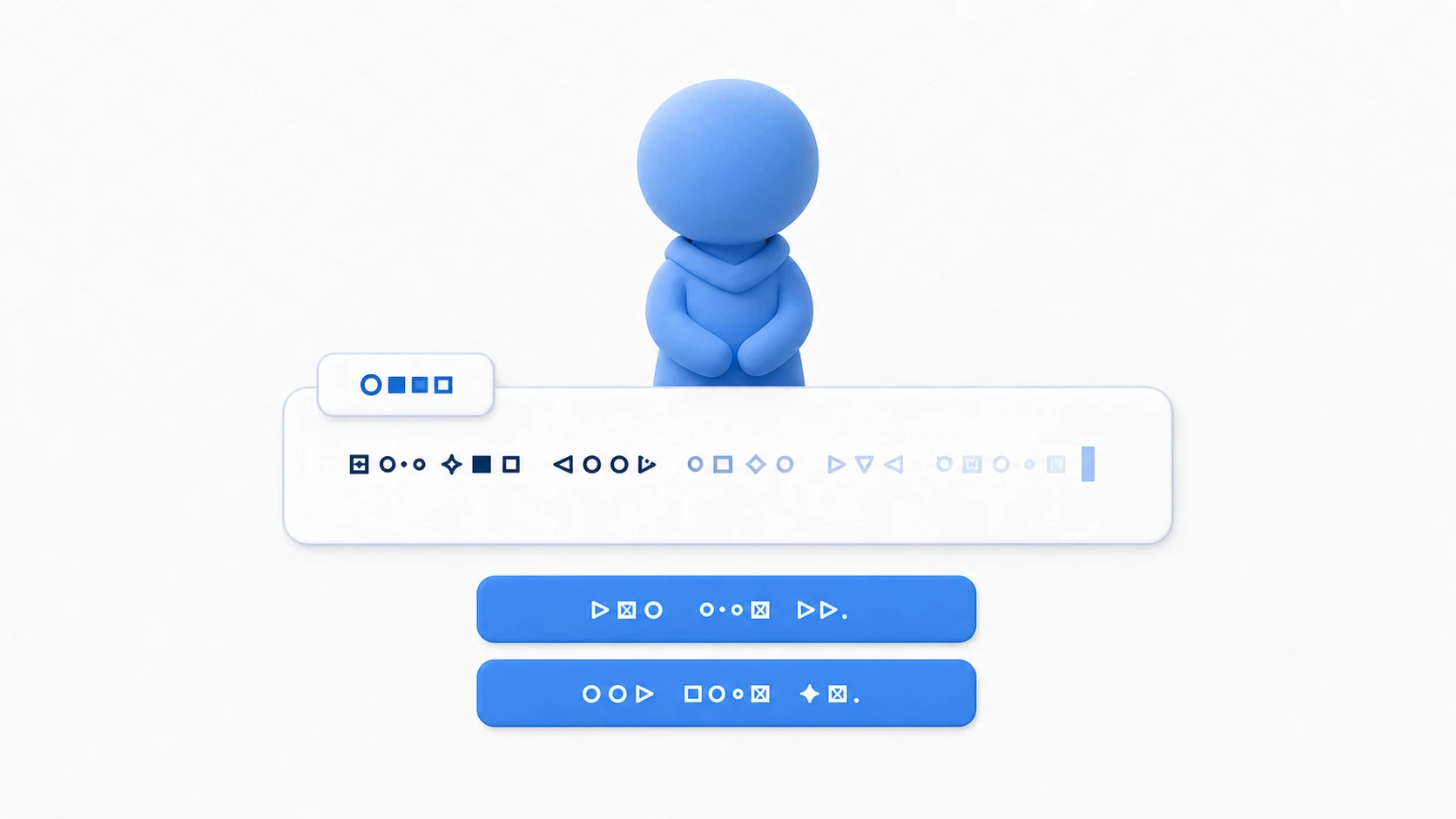 会話システムのイメージ。画面下部の会話ウィンドウに、話者名とセリフが1文字ずつタイプライター風に表示され、下に選択肢ボタンが並んでいる様子