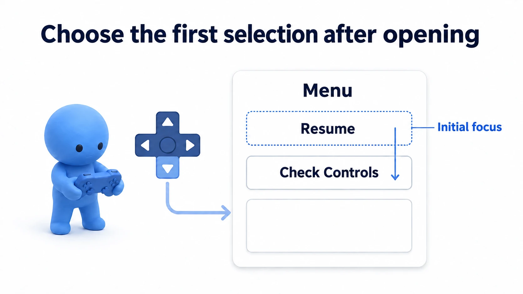 Two buttons, Resume and Controls, stacked vertically with focus handed to Resume at first