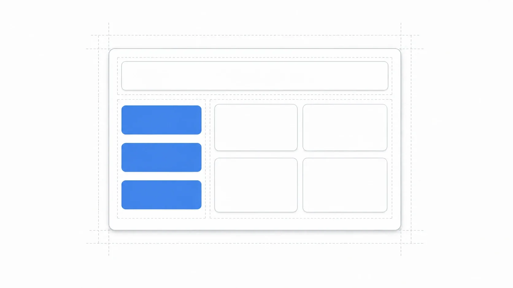A game UI panel neatly assembled with layout containers: a title bar, vertically stacked buttons, and a grid of cards all aligned perfectly inside the frame