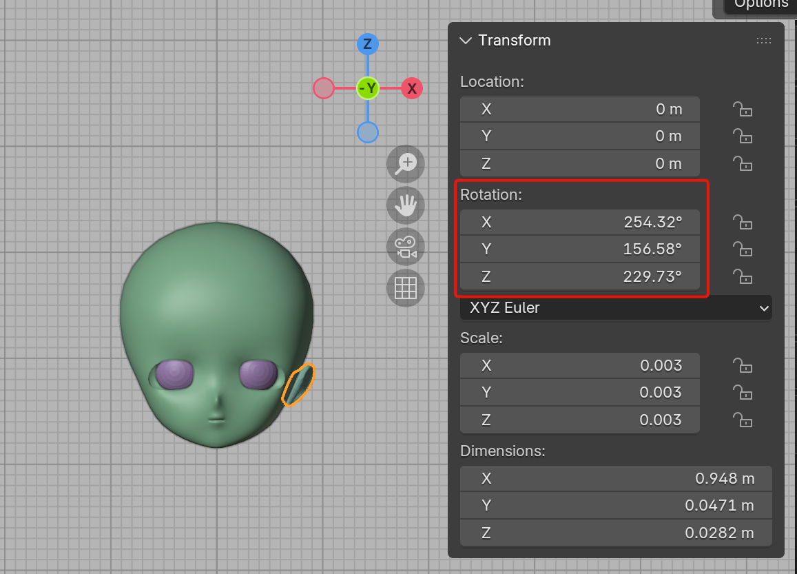 Scaleが0.003になっている