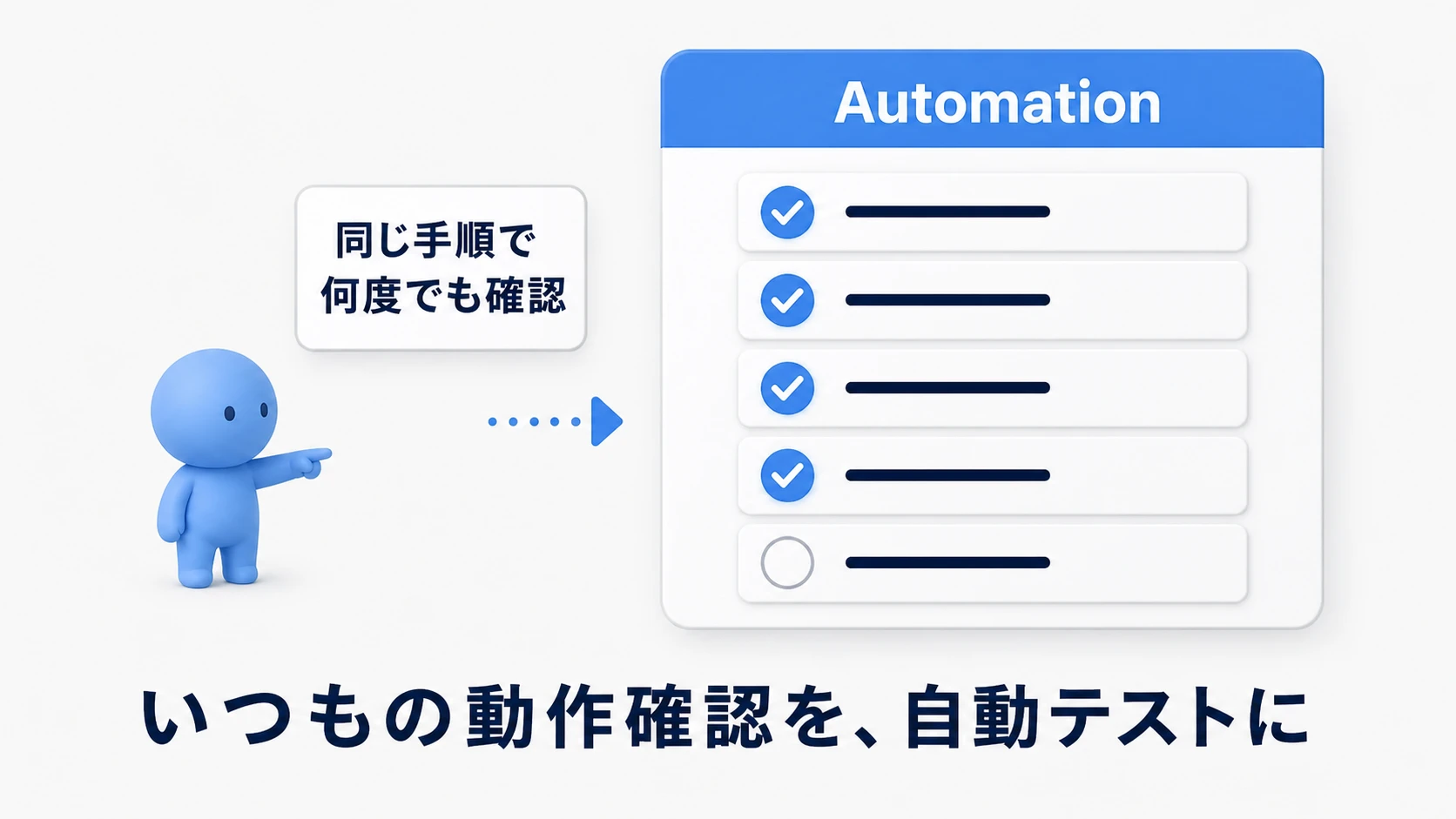 自動テストの結果を確認する開発者のイメージ