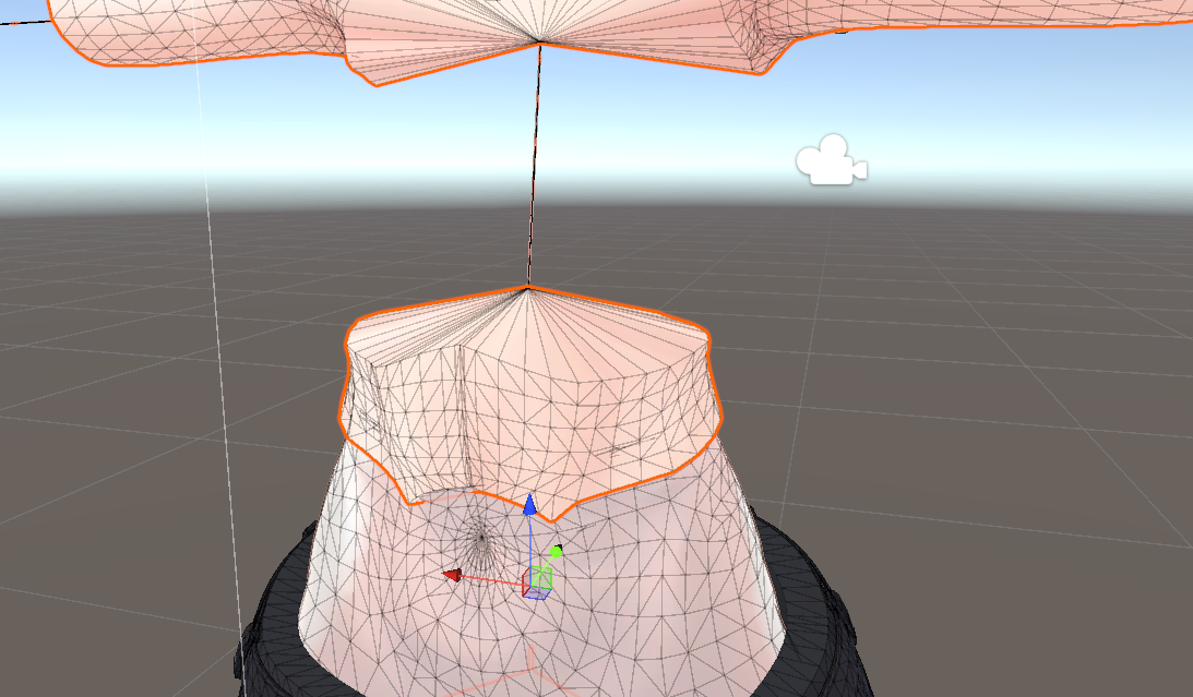 服を非表示にした状態。腹部のメッシュが残っている
