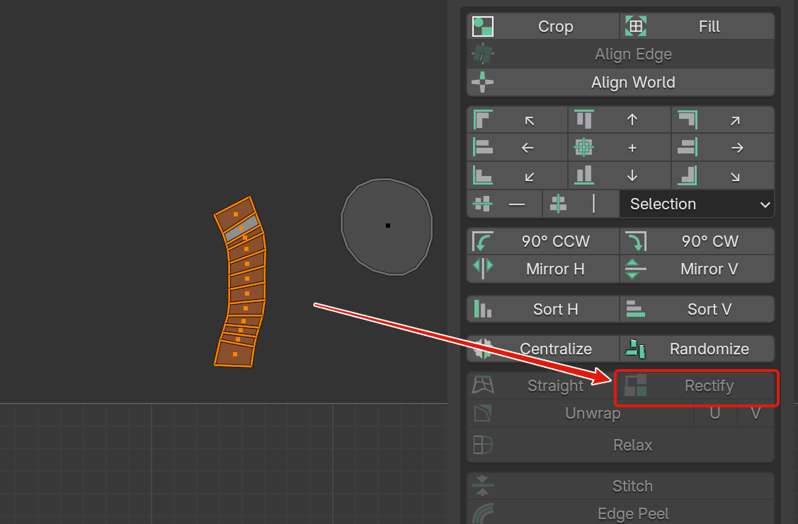 Rectifyがグレーアウトしている状態