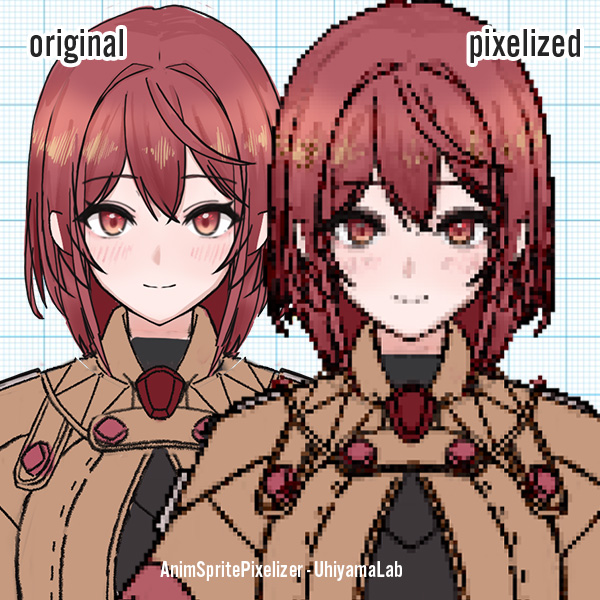 手描きアニメーションからピクセルアートへの変換例