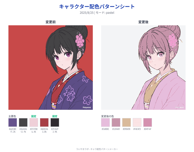 配色パターンを作るのが面倒だったので『キャラクター配色パターンメーカー』を作った