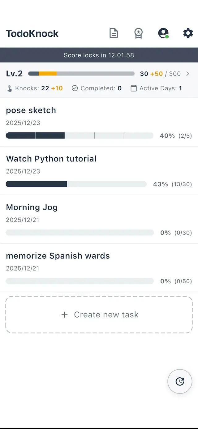 TodoKnock: 進捗を楽しむカウントアプリ